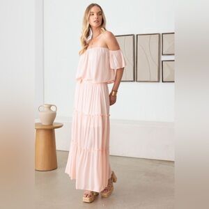 Gilli Sheer Off Shoulder Top & Maxi Skirt Set